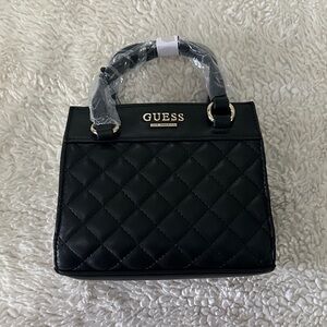 GUESS Black Quilted Satchel